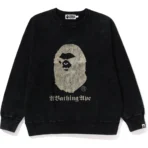 A BATHING APE OVERDYE RELAXED FIT CREWNECK MENS-BLACK