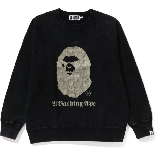 A BATHING APE OVERDYE RELAXED FIT CREWNECK MENS-BLACK