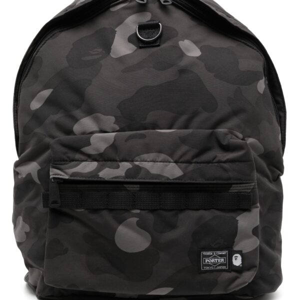 A Bathing Ape® Logo-Patch Camouflage-Print Backpack-Gray
