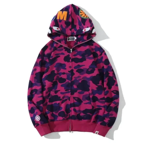 BAPE 1ST OG Camo Shark Full Zip Hoodie Purple