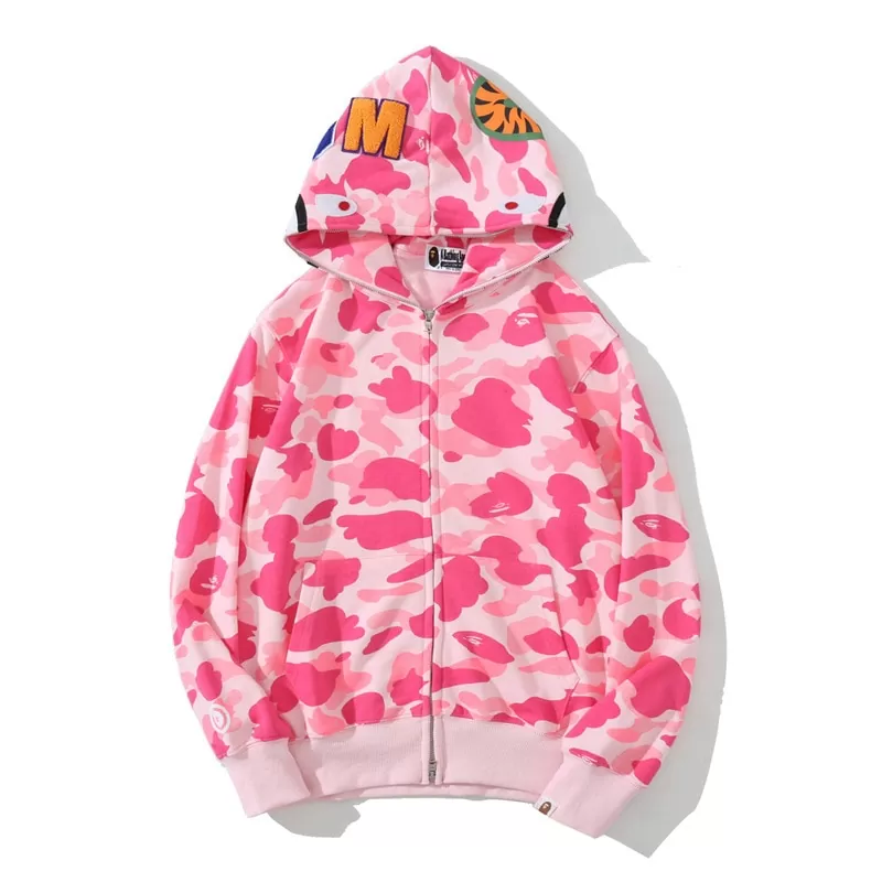 BAPE 1ST OG Camo Shark Zip up Hoodie Pink BAPE 1ST OG Camo Shark Zip up Hoodie Pink