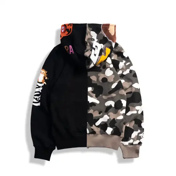 BAPE Shark Half Camo Black Hoodie