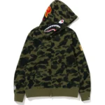Bape 1st Camo 2nd Shark Full Zip Hoodie Mens-Green
