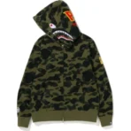 Bape 1st Camo 2nd Shark Full Zip Hoodie Mens-Green