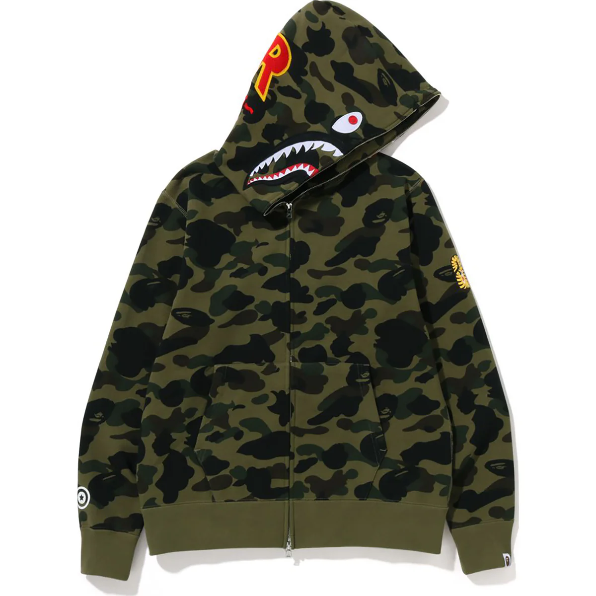Bape 1st Camo 2nd Shark Full Zip Hoodie Mens-Green Bape 1st Camo 2nd Shark Full Zip Hoodie Mens-Green