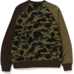 Bape 1st Camo Crazy NYC Logo Relaxed Fit Crewneck Mens-Green