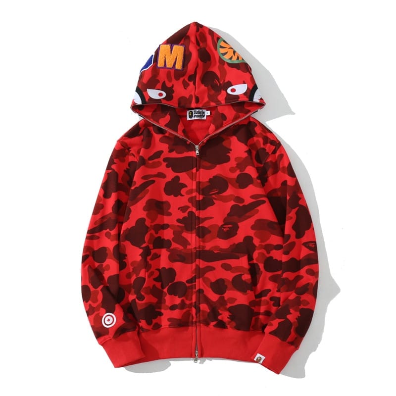 Bape 1st Og Red Full Camo Shark Full Zip Up Hoodie Bape 1st Og Red Full Camo Shark Full Zip Up Hoodie