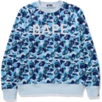 Bape ABC Camo Crystal Stone Crewneck Mens-Blue