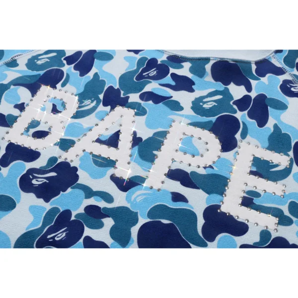 Bape ABC Camo Crystal Stone Crewneck Mens-Blue