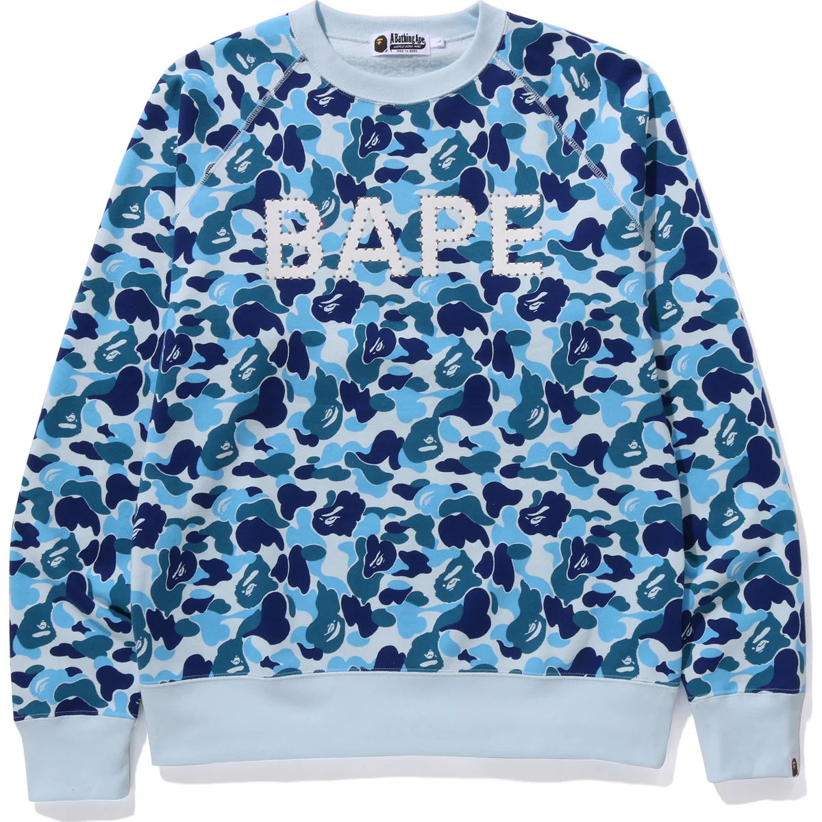 Bape ABC Camo Crystal Stone Crewneck Mens-Blue Bape ABC Camo Crystal Stone Crewneck Mens-Blue