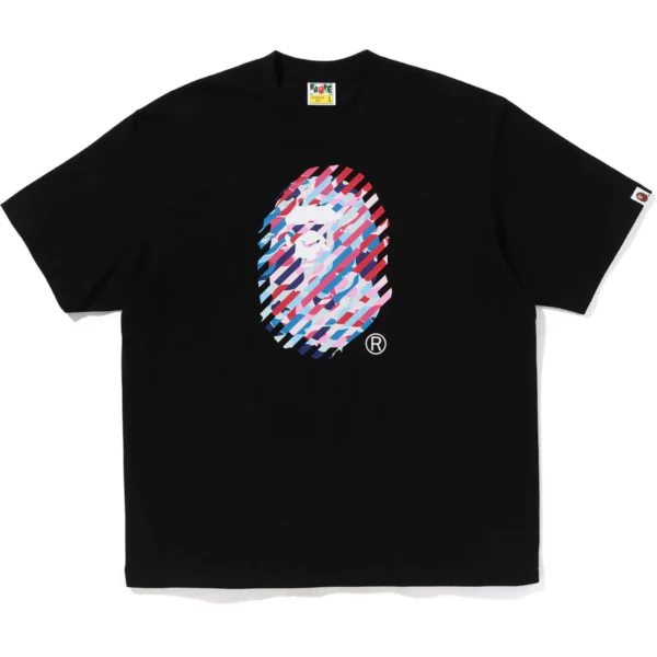 Bape ABC Camo Illusion Ape Head Relaxed Fit Tee Mens-Black