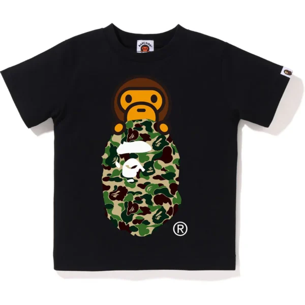 Bape ABC Camo Milo on Ape Head Tee Kids-Black