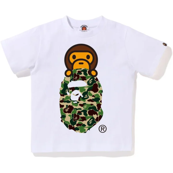 Bape ABC Camo Milo on Ape Head Tee Kids-White