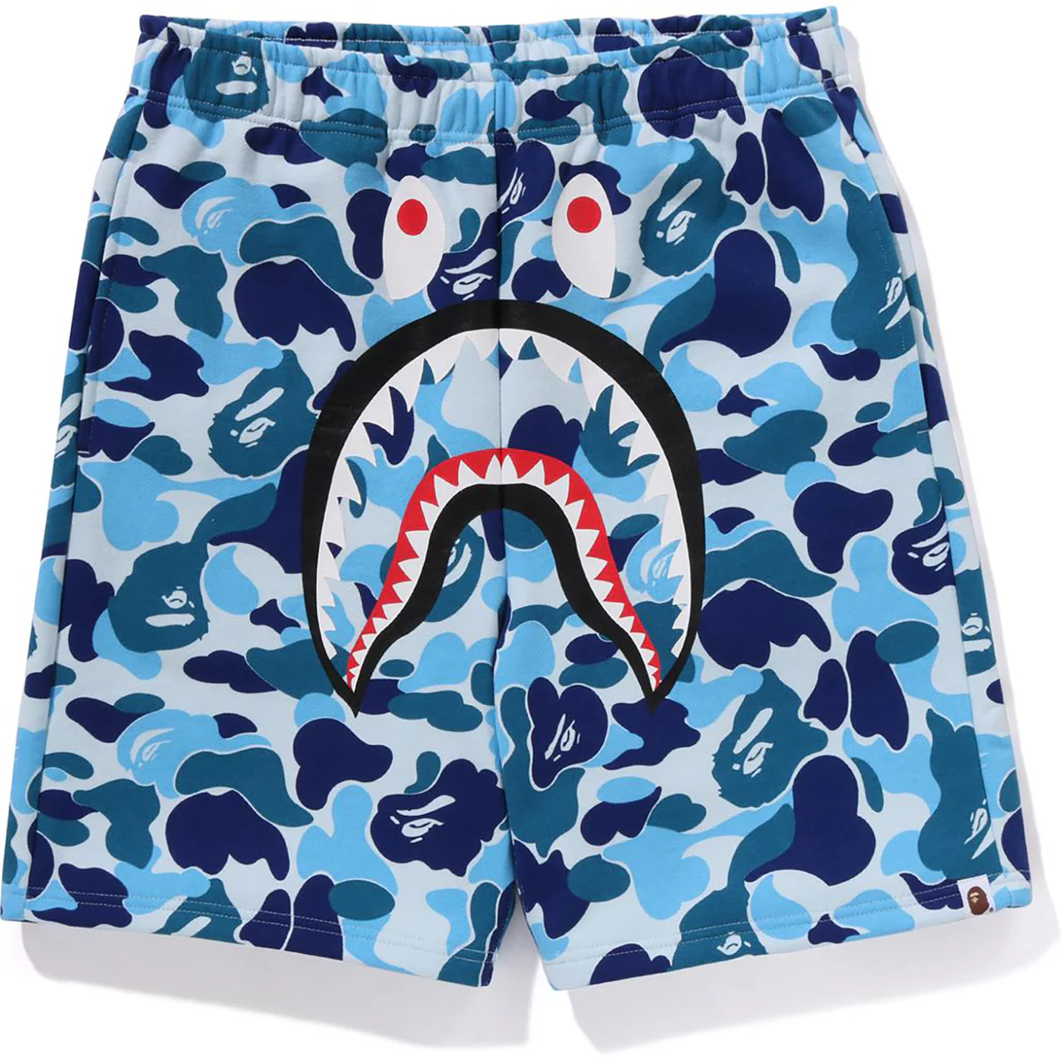 Bape ABC Camo Shark Sweat Shorts Mens-Blue Bape ABC Camo Shark Sweat Shorts Mens-Blue