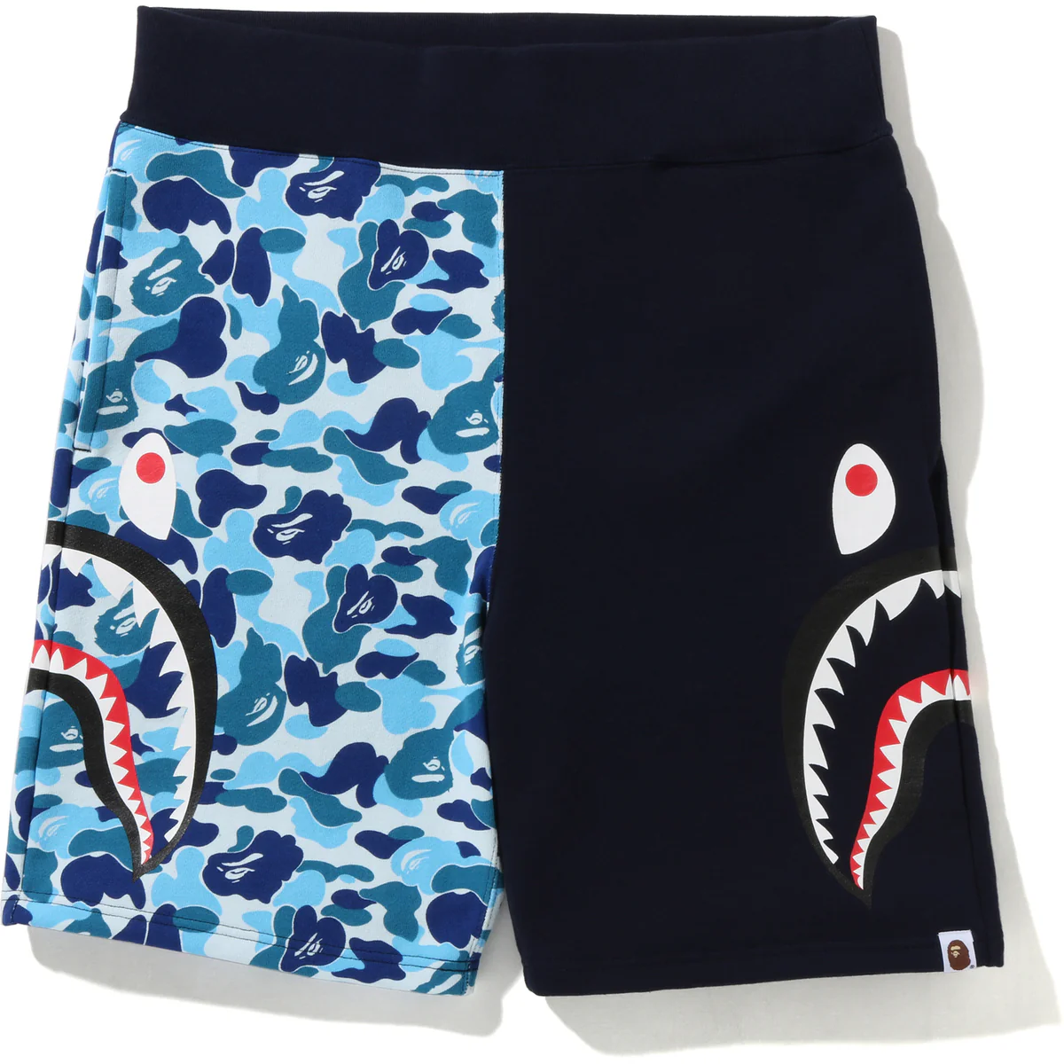 Bape ABC Camo Side Shark Sweat Shorts Mens-Blue Bape ABC Camo Side Shark Sweat Shorts Mens-Blue