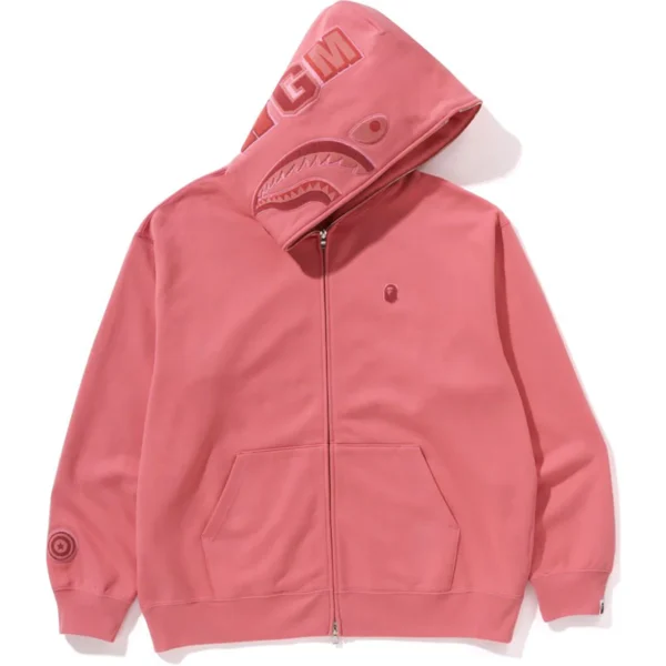 Bape Ape Head One Point Shark Zip Hoodie Mens-Pink