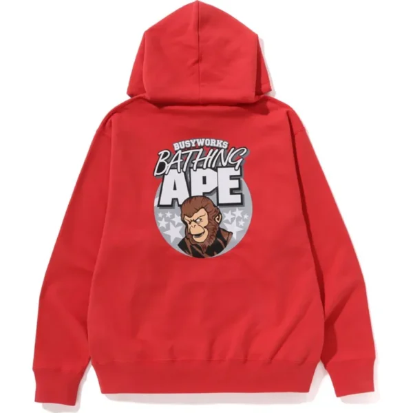 Bape Ape Relaxed Fit Pullover Hoodie Mens-Red