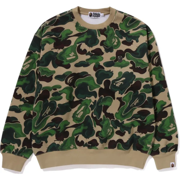 Bape Art Camo Metal One Point Crewneck Mens-Green