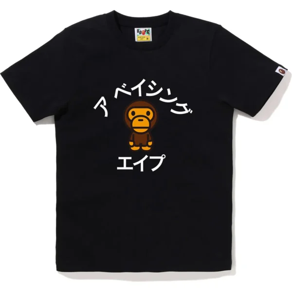 Bape Baby Milo Katakana College Tee Ladies-Black