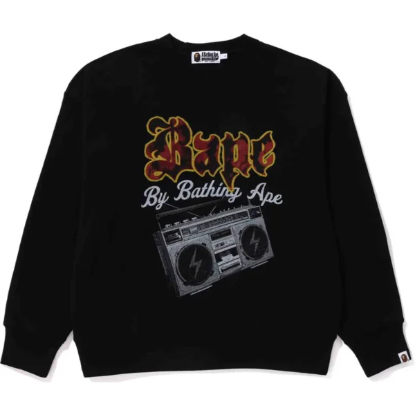 Bape Boombox Crewneck Relaxed Fit Mens-Black