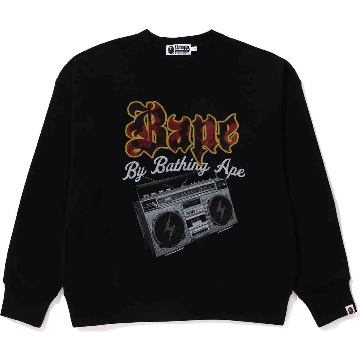 Bape Boombox Crewneck Relaxed Fit Mens-Black Bape Boombox Crewneck Relaxed Fit Mens-Black