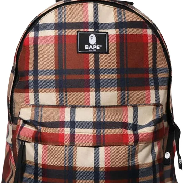 Bape Check Daypack Red