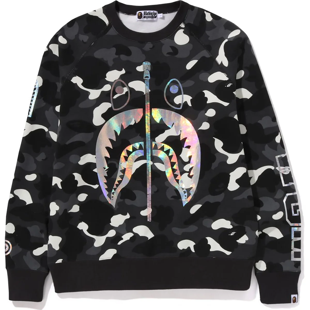 Bape City Camo Shark Crewneck Mens-Black Bape City Camo Shark Crewneck Mens-Black