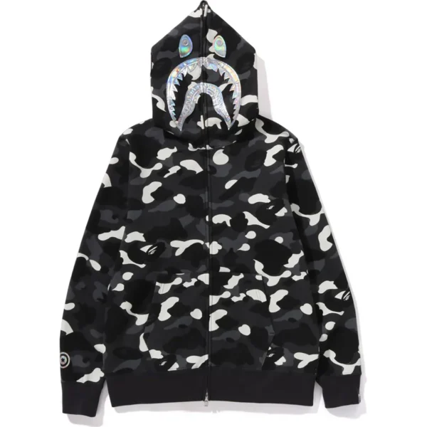 Bape City Camo Shark Full Zip Hoodie Mens-Black