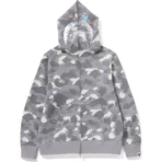 Bape City Camo Shark Full Zip Hoodie Mens-Gray
