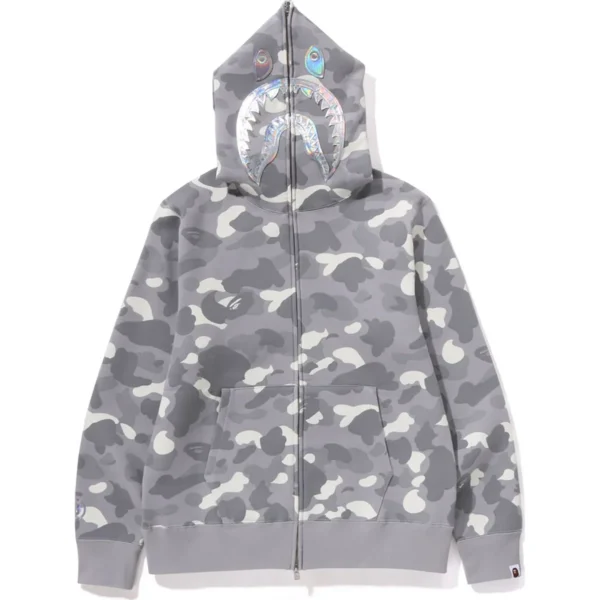 Bape City Camo Shark Full Zip Hoodie Mens-Gray