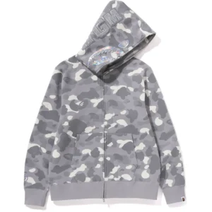 Bape City Camo Shark Full Zip Hoodie Mens-Gray