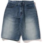 Bape College Denim Shorts Mens-Blue