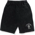 Bape College Overdye Sweat Shorts Kids-Black