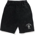 Bape College Overdye Sweat Shorts Kids-Black