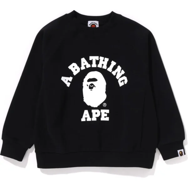 Bape College Relaxed Fit Crewneck Sweatshirt Kids-Black