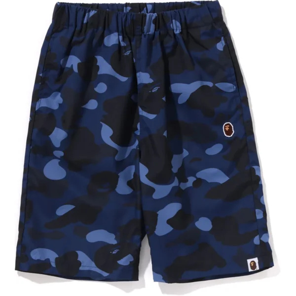Bape Color Camo Ape Head One Point Beach Shorts Jr Kids-Navy