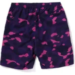 Bape Color Camo Ape Head One Point Beach Shorts Mens-Purple