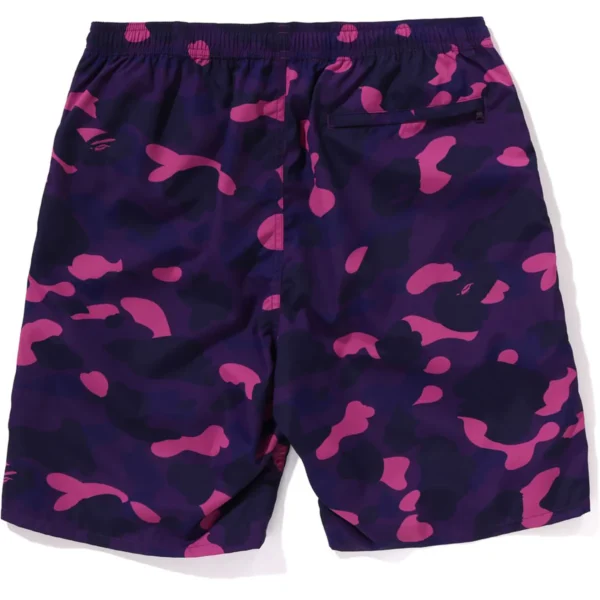 Bape Color Camo Ape Head One Point Beach Shorts Mens-Purple