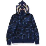 Bape Color Camo Double Shark Full Zip Hoodie Mens-Blue