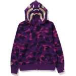 Bape Color Camo Double Shark Full Zip Hoodie Mens-Purple