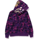 Bape Color Camo Double Shark Full Zip Hoodie Mens-Purple
