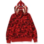 Bape Color Camo Double Shark Full Zip Hoodie Mens-Red