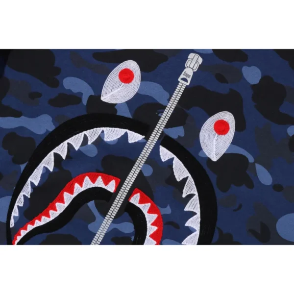 Bape Color Camo Embroidery Shark Crewneck Mens-Blue
