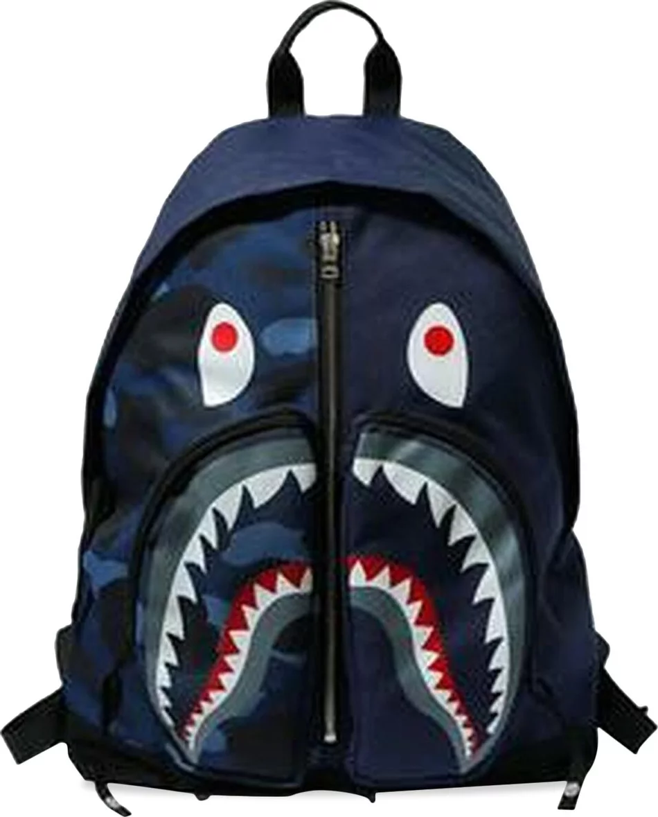 Bape Color Camo Shark Day Pack Navy Bape Color Camo Shark Day Pack Navy