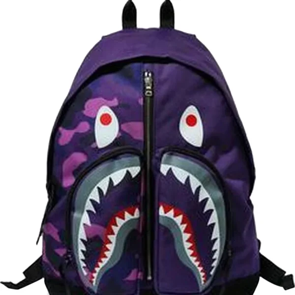 Bape Color Camo Shark Day Pack Purple