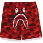 Bape Color Camo Shark Sweat Shorts Mens-Red