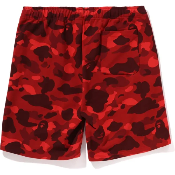 Bape Color Camo Shark Sweat Shorts Mens-Red
