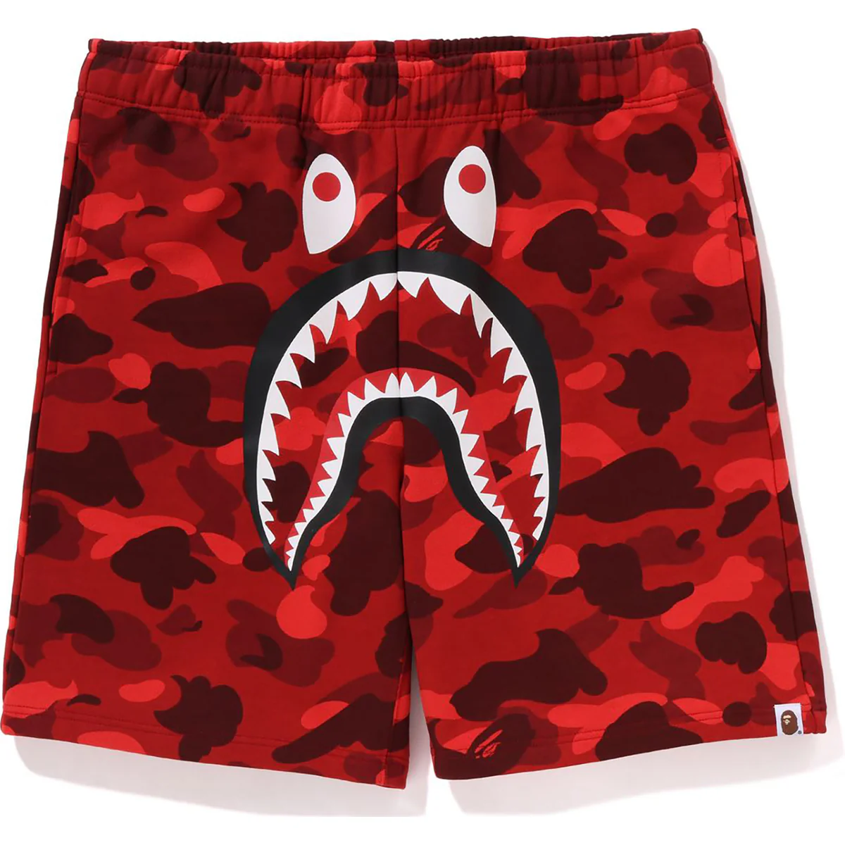 Bape Color Camo Shark Sweat Shorts Mens-Red Bape Color Camo Shark Sweat Shorts Mens-Red