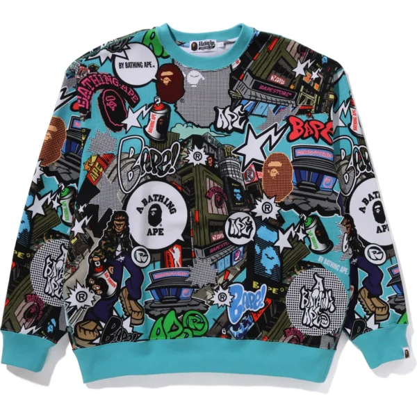 Bape Comic Art Crewneck Mens-Multi