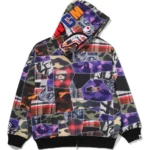 Bape Crazy Patch Shark Full Zip Hoodie Mens